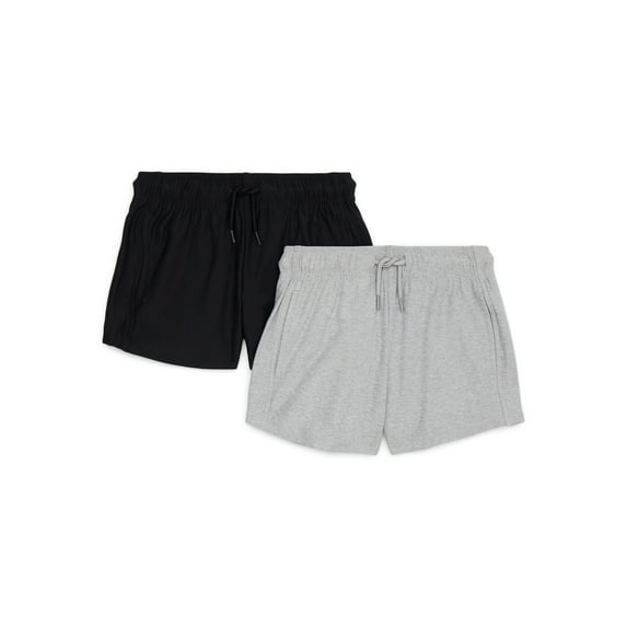 Athletic Works Girls ButterCore Shorts, 2-Pack, Sizes 4-18