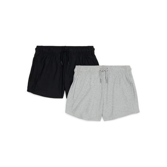 Athletic Works Girls ButterCore Shorts, 2-Pack, Sizes 4-18