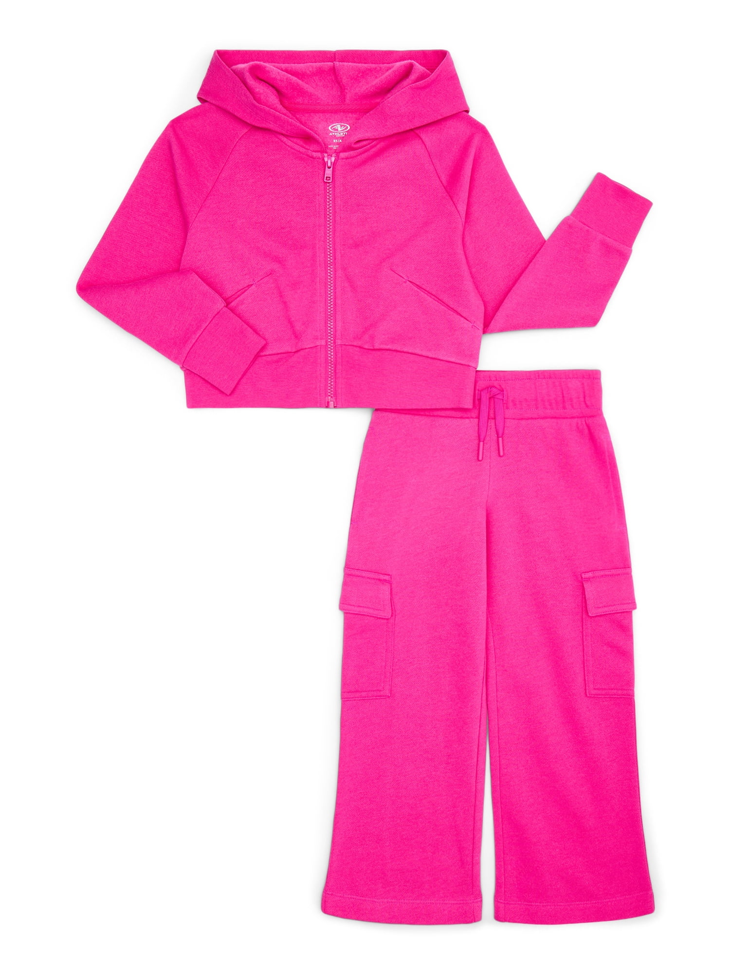 Walmart savings: Athletic Works Girls Fleece Hoodie and Cargo Pants Set, 2-Piece, Sizes 4-18 & Plus