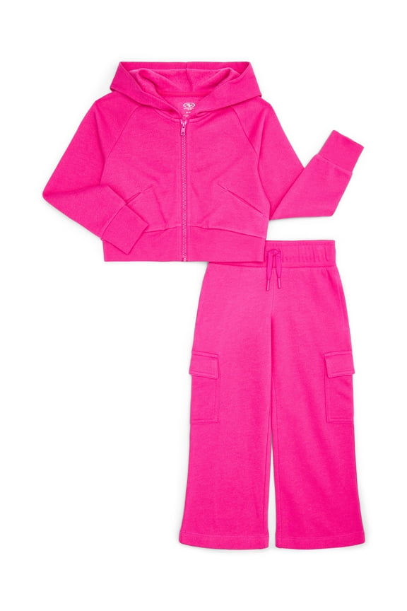 Girls Fleece Hoodie and Cargo Pants Set, 2-Piece, Sizes 4-18 & Plus