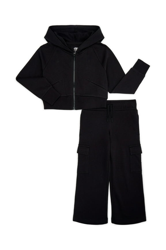 Girls Fleece Hoodie and Cargo Pants Set, 2-Piece, Sizes 4-18 & Plus