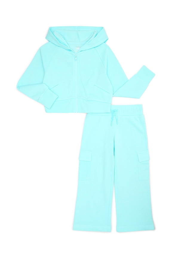 Girls Active Fleece Hoodie and Cargo Pants Set, 2 Piece, Sizes 4-18 & Plus