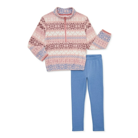 Athletic Works Girl's Microfleece Pullover & Cozy Legging 2-Piece Active Set, Sizes 4-18 & Plus