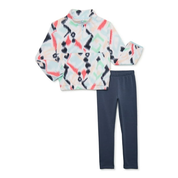 Athletic Works Girl's Microfleece Pullover & Cozy Legging 2-Piece Active Set, Sizes 4-18 & Plus