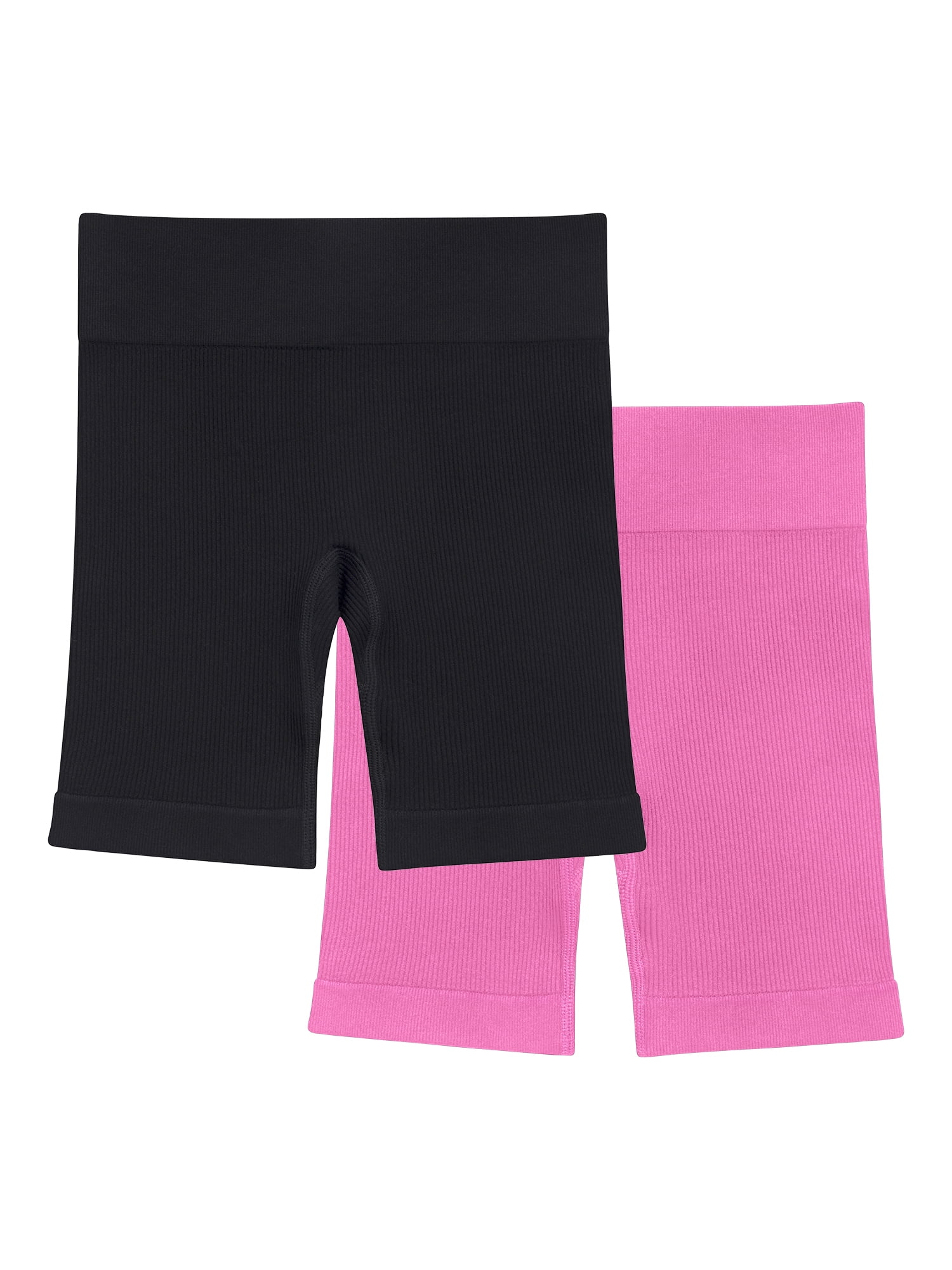 Athletic Works Girl's Ribbed Biker Short, 2-Pack, Sizes 4-18
