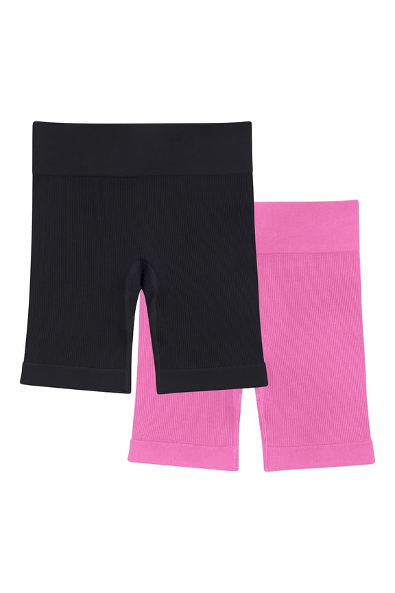 Girl's Ribbed Biker Short, 2-Pack, Sizes 4-18
