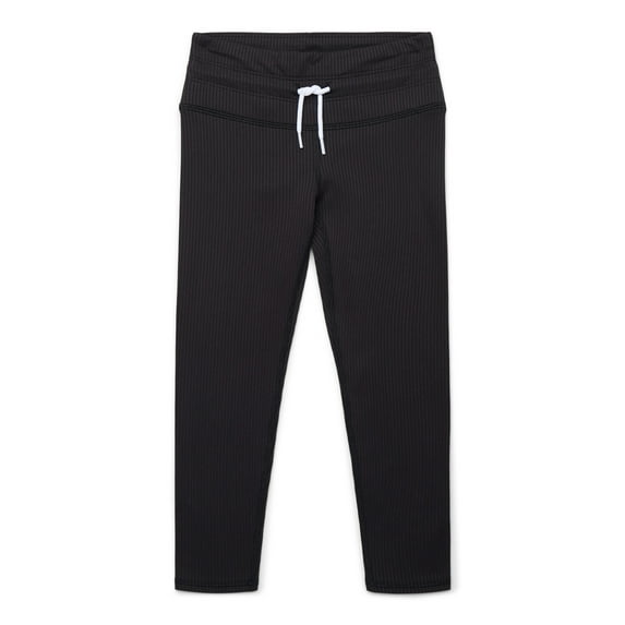 Athletic Works Girls Ribbed Drawstring Leggings, Sizes 4-18