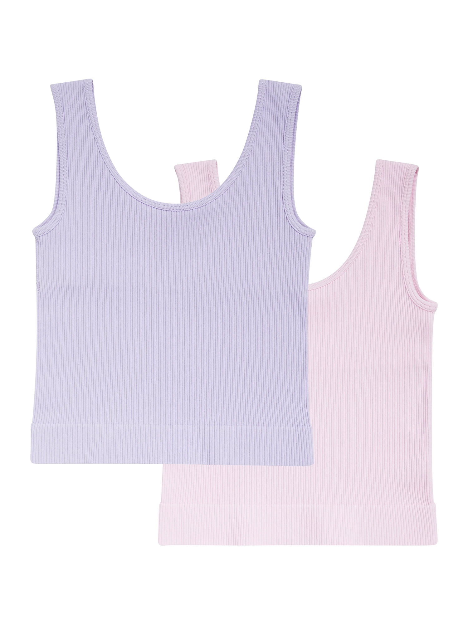 Athletic Works Girl's Ribbed Tank, 2-Pack, Sizes 4-18