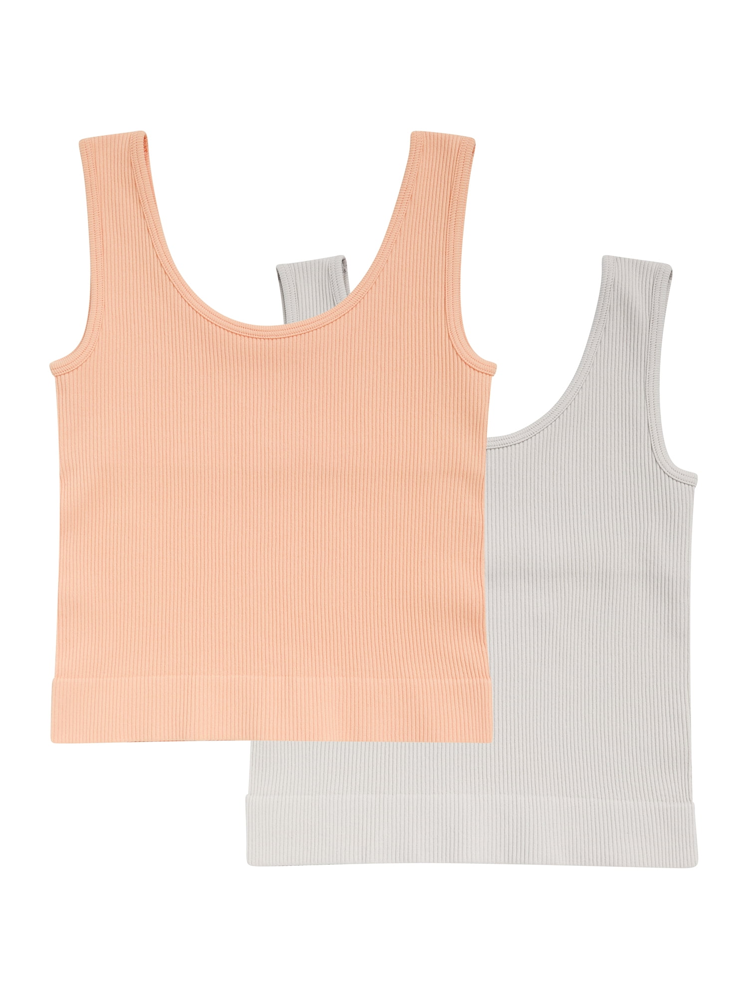 Athletic Works Girl's Ribbed Tank, 2-Pack, Sizes 4-18