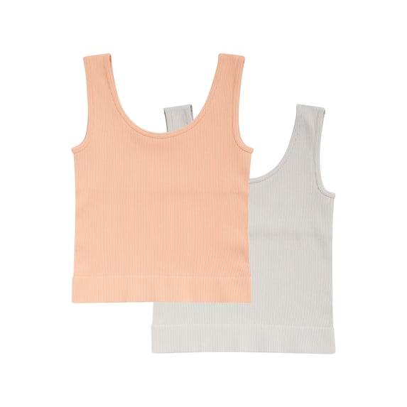 Athletic Works Girl's Ribbed Tank, 2-Pack, Sizes 4-18