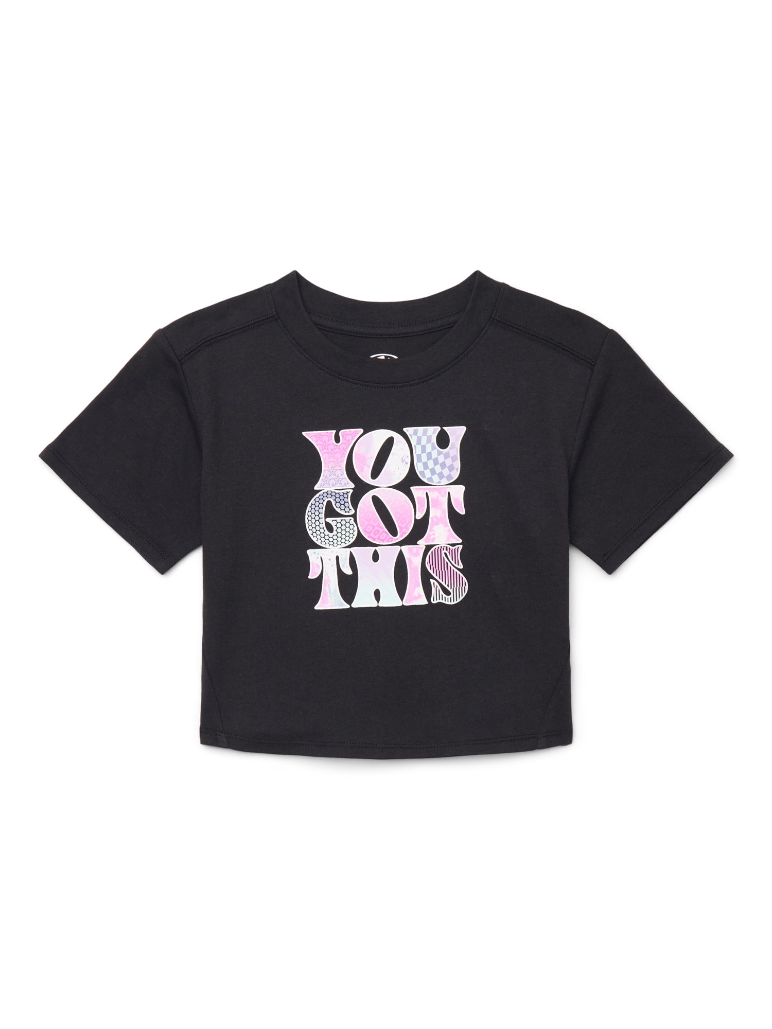 Athletic Works Girls Graphic Tee with Short Sleeves, Sizes 4-18 & Plus