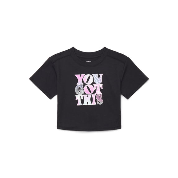 Athletic Works Girls Graphic Tee with Short Sleeves, Sizes 4-18 & Plus