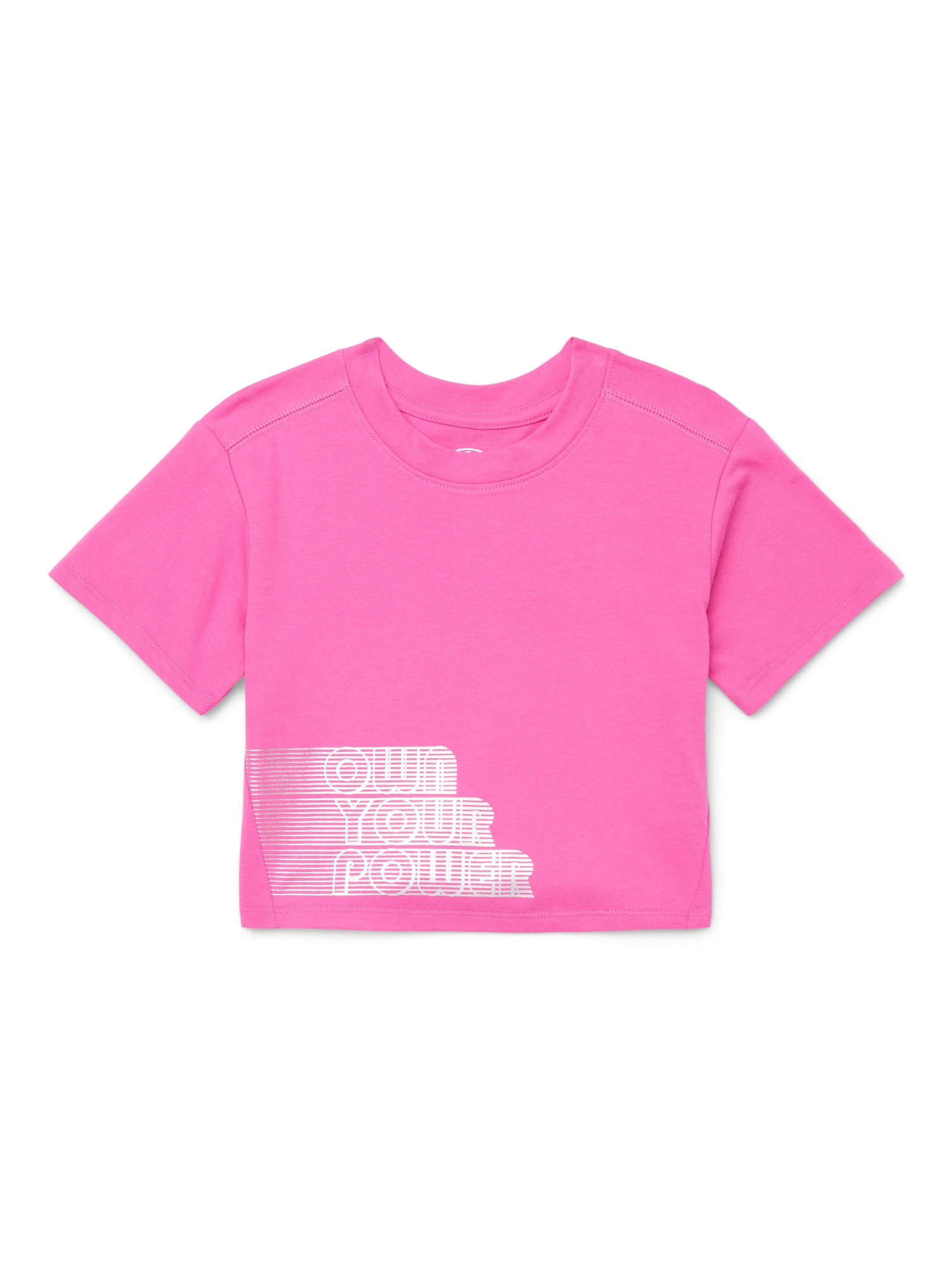 Athletic Works Girls Graphic Tee with Short Sleeves, Sizes 4-18 & Plus