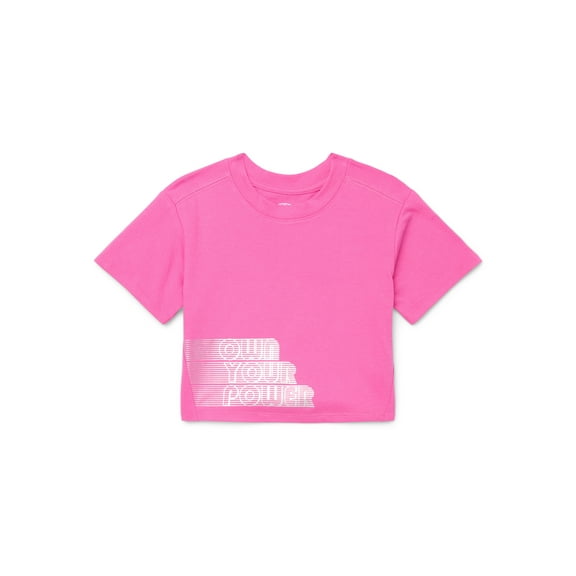 Athletic Works Girls Graphic Tee with Short Sleeves, Sizes 4-18 & Plus