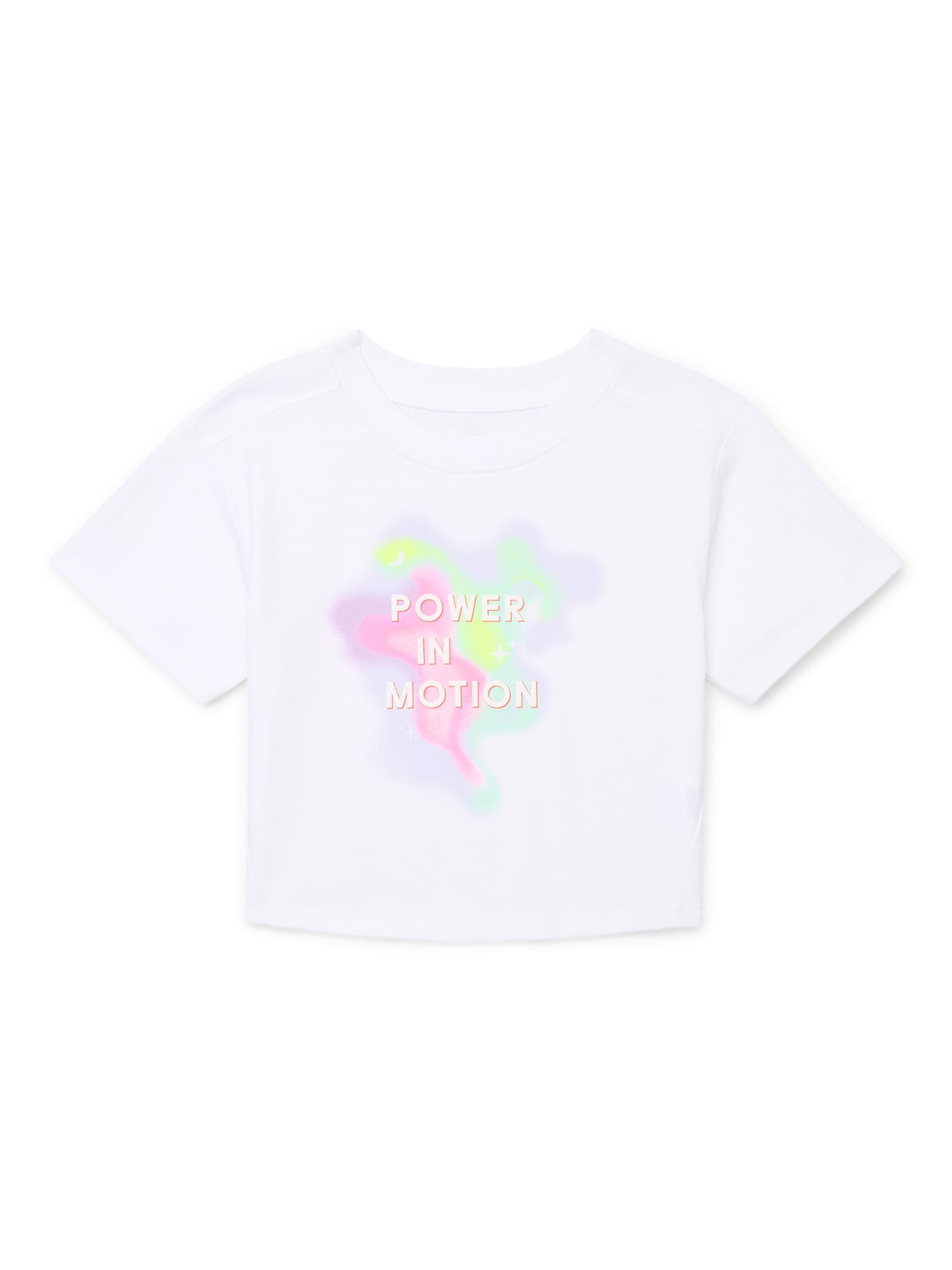 Athletic Works Girls Graphic Tee with Short Sleeves, Sizes 4-18 & Plus