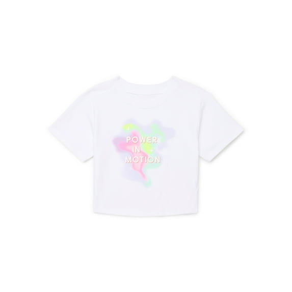 Athletic Works Girls Graphic Tee with Short Sleeves, Sizes 4-18 & Plus