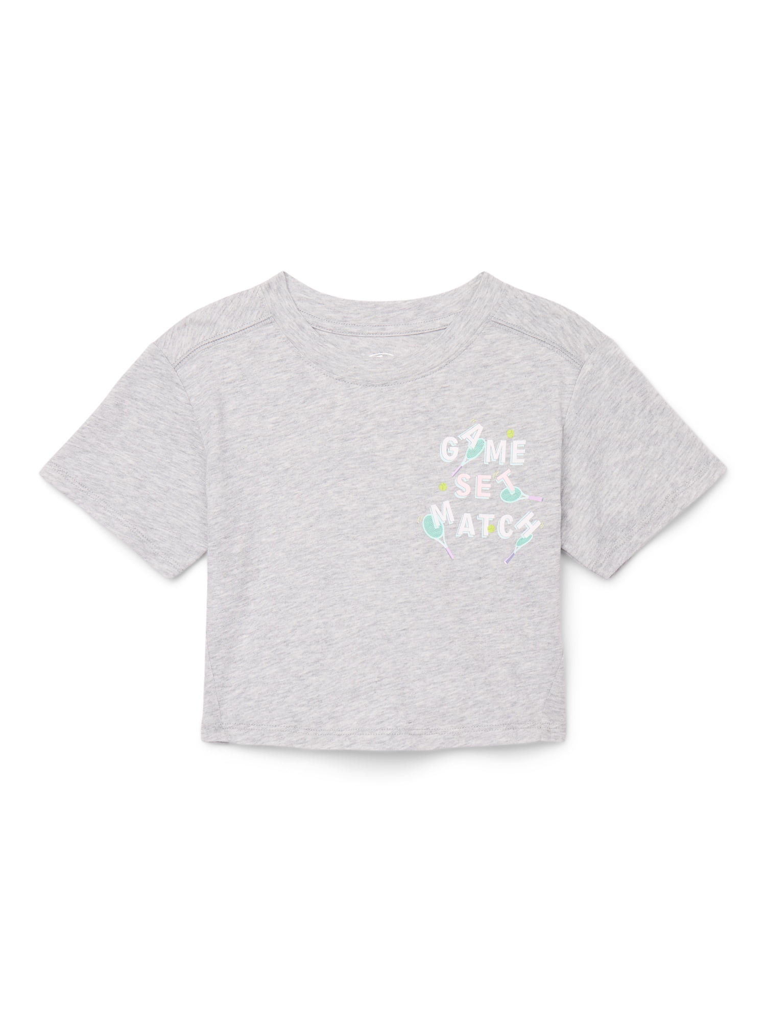 Athletic Works Girls Graphic Tee with Short Sleeves, Sizes 4-18 & Plus