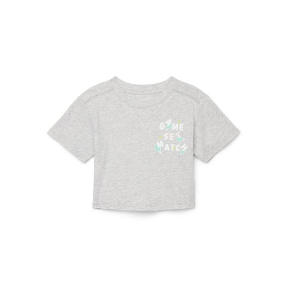 Athletic Works Girls Graphic Tee with Short Sleeves, Sizes 4-18 & Plus