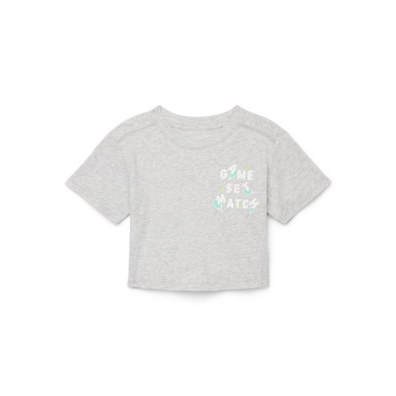 Athletic Works Girls Graphic Tee with Short Sleeves, Sizes 4-18 & Plus