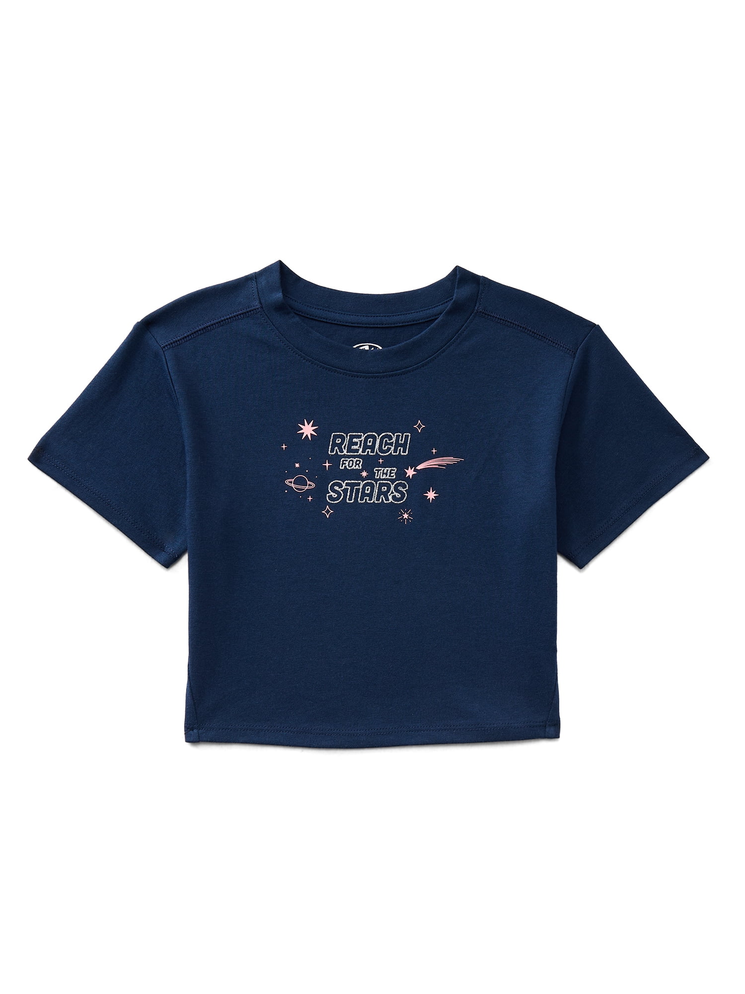 Athletic Works Girls Graphic Tee with Short Sleeves, Sizes 4-18 & Plus
