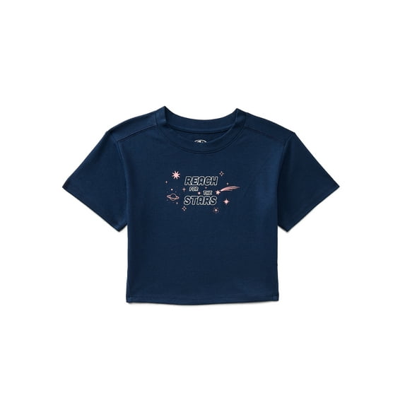 Athletic Works Girls Graphic Tee with Short Sleeves, Sizes 4-18 & Plus