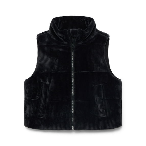 Athletic Works Girls Velour Corded Puffer Vest, Midweight, Sizes 4-18
