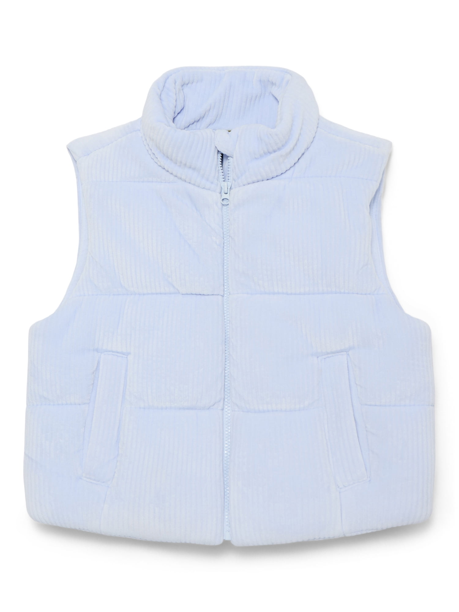 Athletic Works Girls Velour Corded Puffer Vest, Midweight, Sizes 4-18
