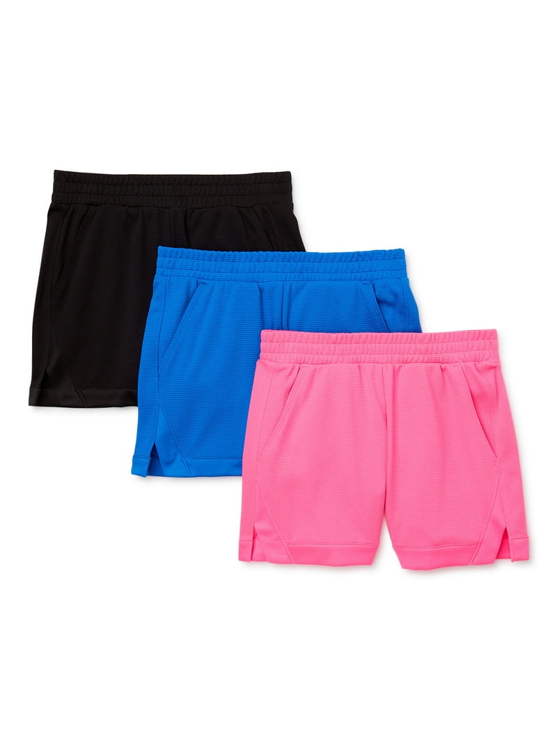 Athletic Works Girls 3-Pack Athletic Shorts, Sizes 4-18