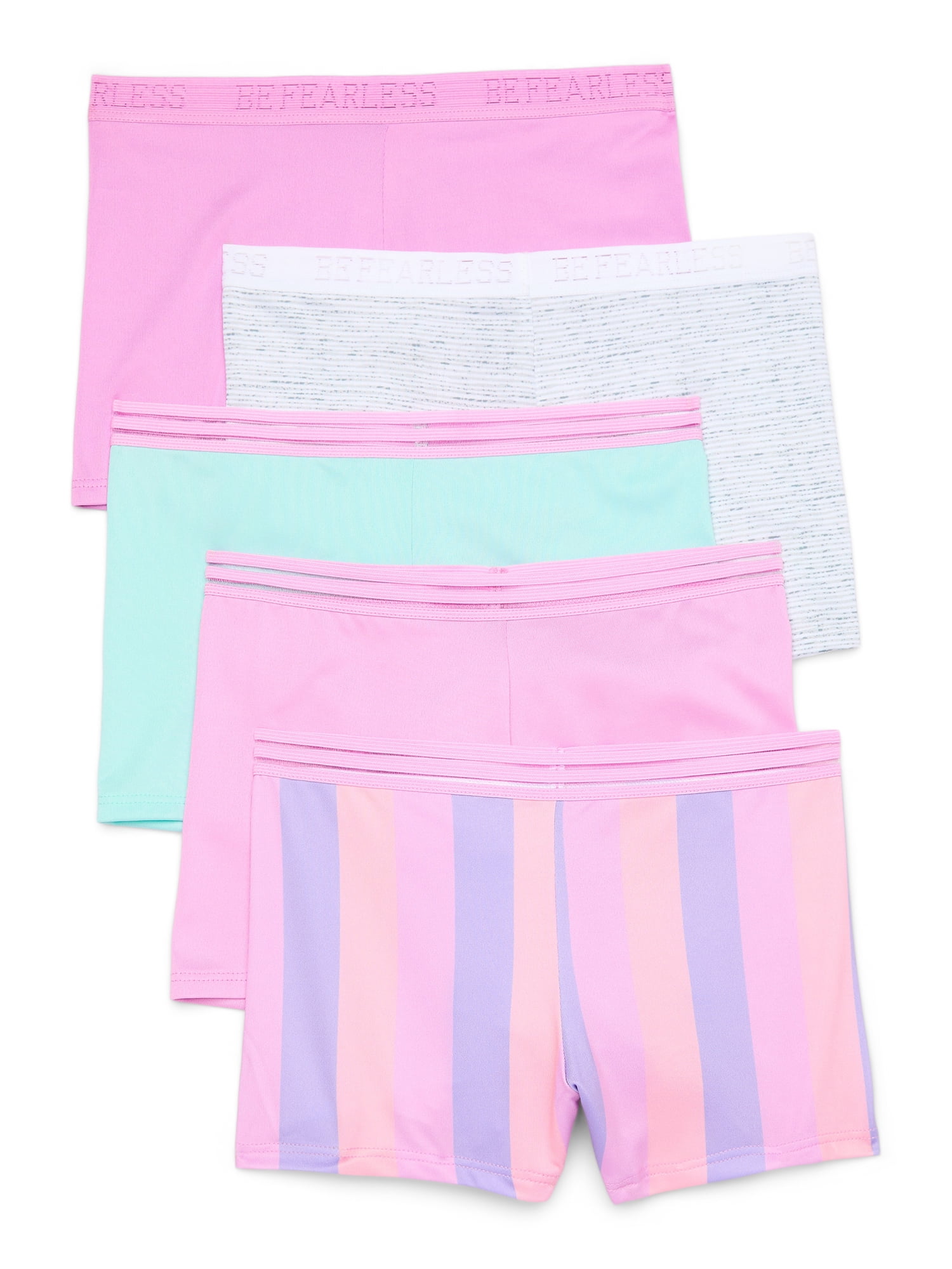 Athletic Works Girls Active Boyshort Underwear, 5-Pack, Sizes S-XL