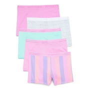 Athletic Works Girls Active Boyshort Underwear, 5-Pack, Sizes S-XL