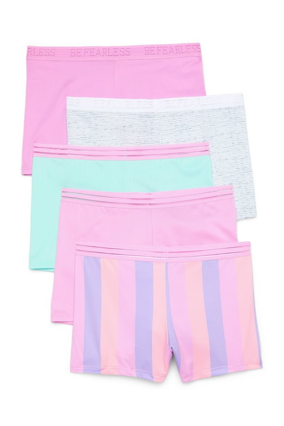 Girls Active Boyshort Underwear, 5-Pack, Sizes S-XL