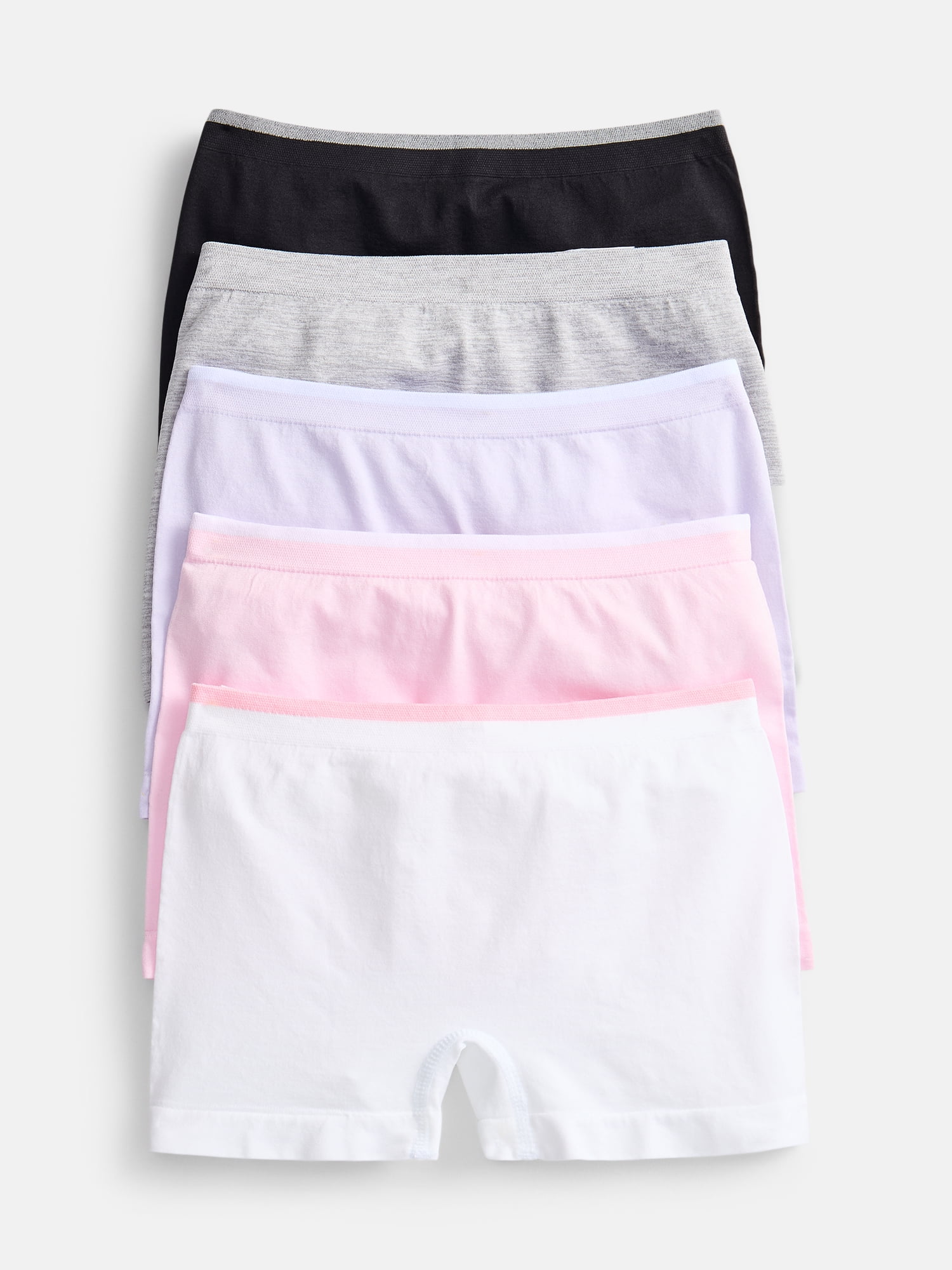 Athletic Works Girls Active Boyshort Underwear, 5-Pack, Sizes S-XL