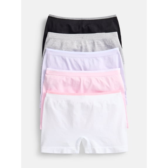 Athletic Works Girls Active Boyshort Underwear, 5-Pack, Sizes S-XL