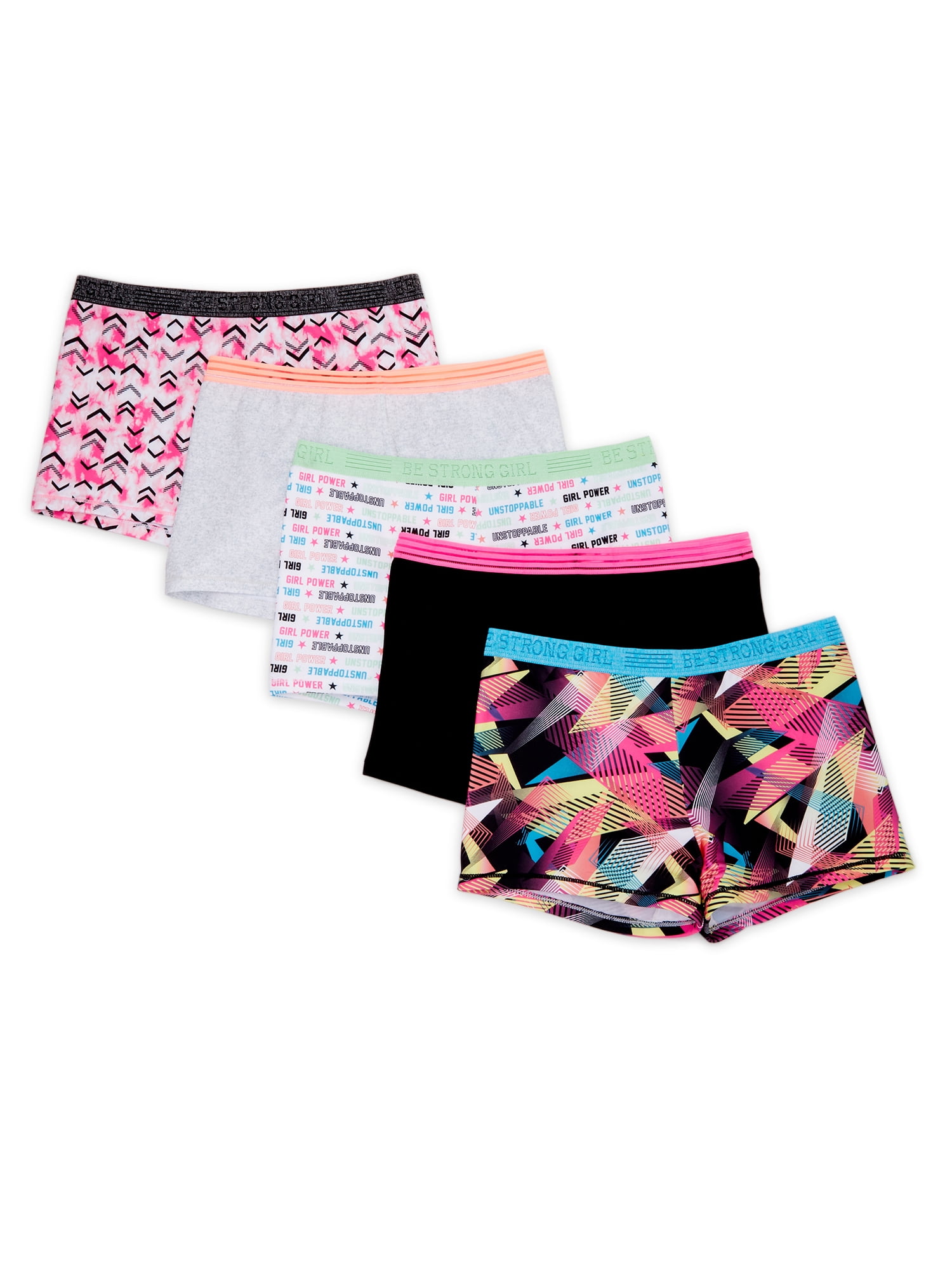 Athletic Works Girls' Active Boyshorts Underwear, 5 Pack, Sizes 4