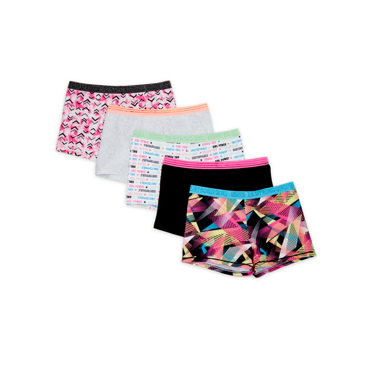 Athletic Works Girls' Active Boyshorts Underwear, 5 Pack, Sizes 4-16