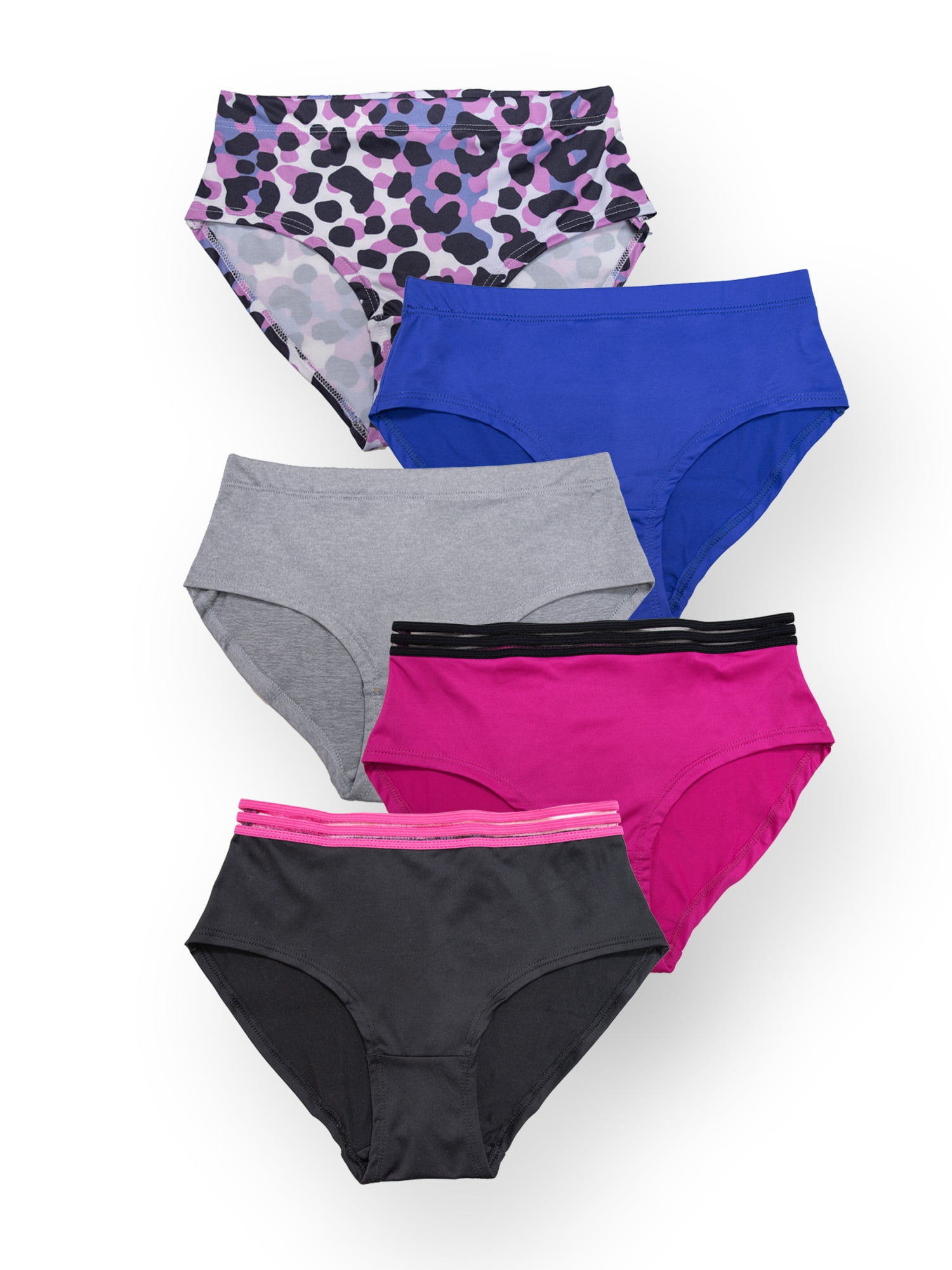 Athletic Works Girls Active Brief Underwear, 5-Pack, Sizes S-XL