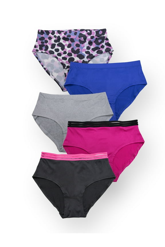 Girls Active Brief Underwear, 5-Pack, Sizes S-XL