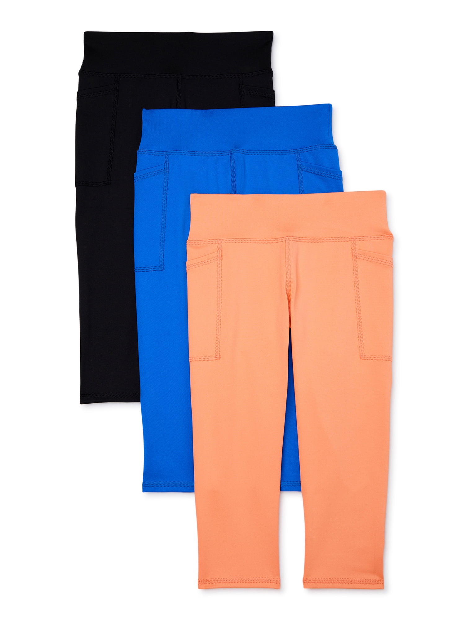 Athletic Works Girls Active Capri Legging, 3Pack, Sizes 418 & Plus