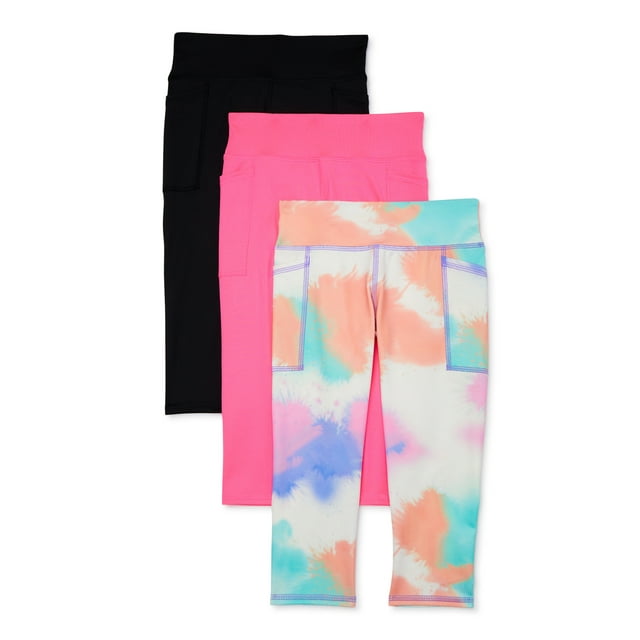Athletic Works Girls Active Capri Legging, 3Pack, Sizes 418 & Plus