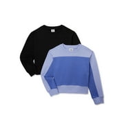Athletic Works Girls Active Colorblock Sweatshirt, 2-Pack, Sizes 4-18 & Plus