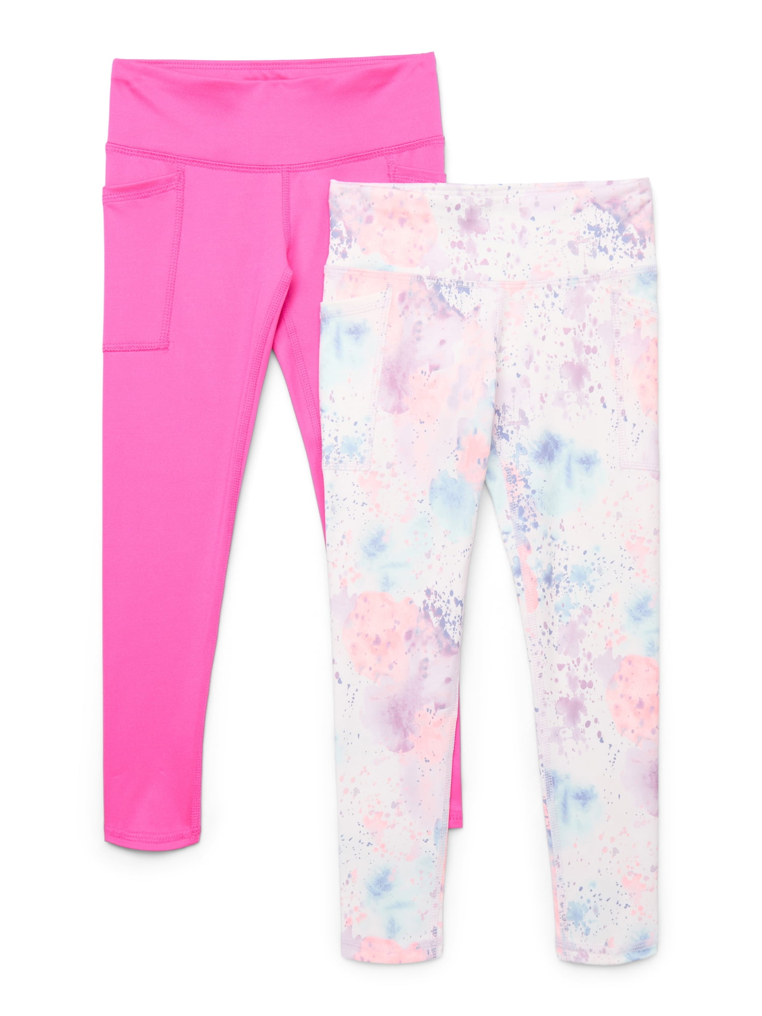 Athletic Works Girls Active Core Leggings with UPF 30, 2-Pack, Sizes 4-18 & Plus