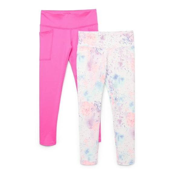 Athletic Works Girls Active Core Leggings with UPF 30, 2-Pack, Sizes 4-18 & Plus