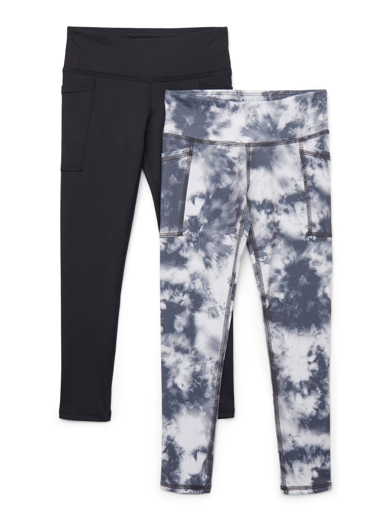 Athletic Works Girls Active Core Leggings with UPF 30, 2-Pack, Sizes 4-18 & Plus