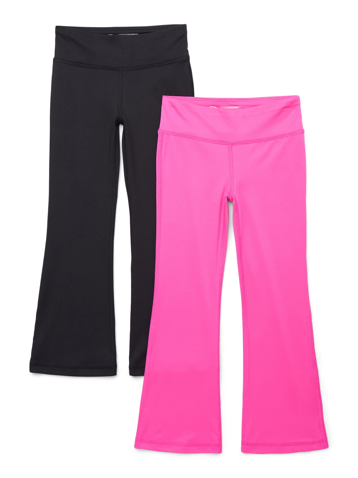 Athletic Works Girls Active Flare Leggings with UPF 30, 2-Pack, Sizes 4-18 & Plus