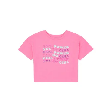 Athletic Works Girls Active Graphic Crop T-Shirt, Sizes 4-18 & Plus