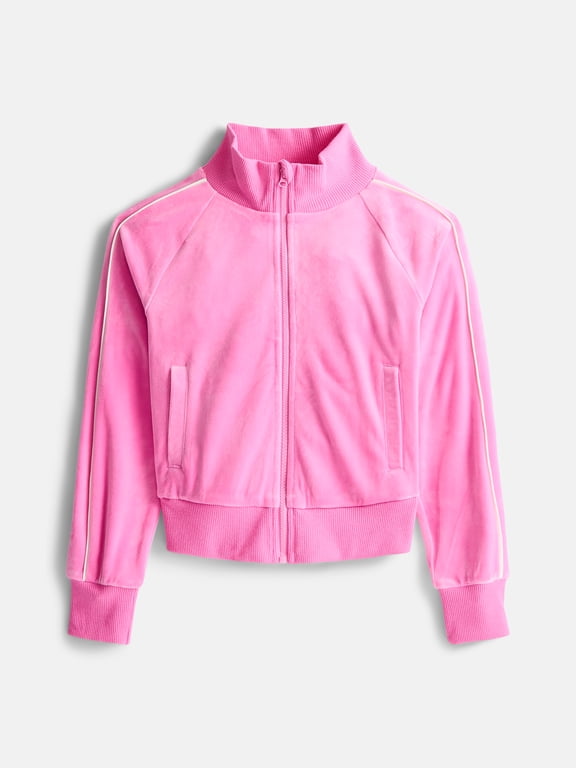 Girls Active Velour Track Jacket, Sizes 4-18