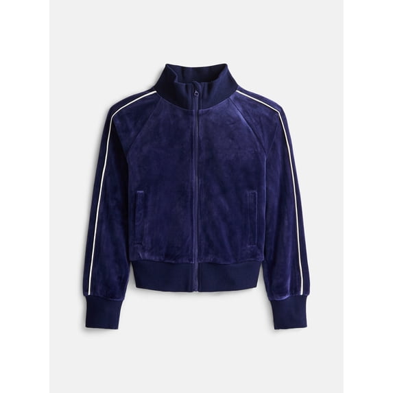 Athletic Works Girls Active Velour Track Jacket, Sizes 4-18