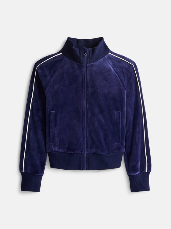 Girls Active Velour Track Jacket, Sizes 4-18