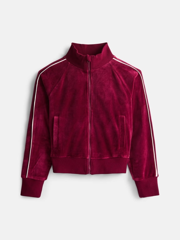 Girls Active Velour Track Jacket, Sizes 4-18