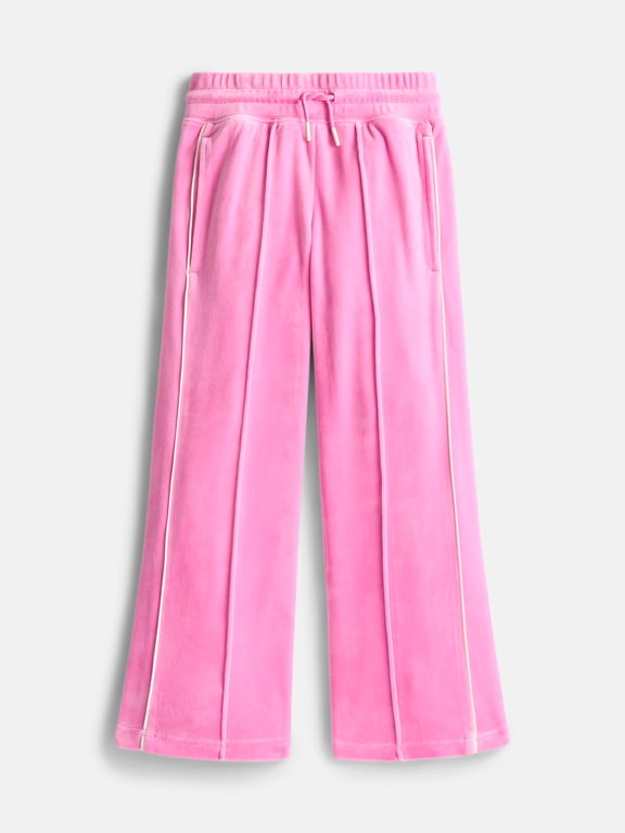 Girls Active Velour Wide Leg Track Pants, Sizes 4-18